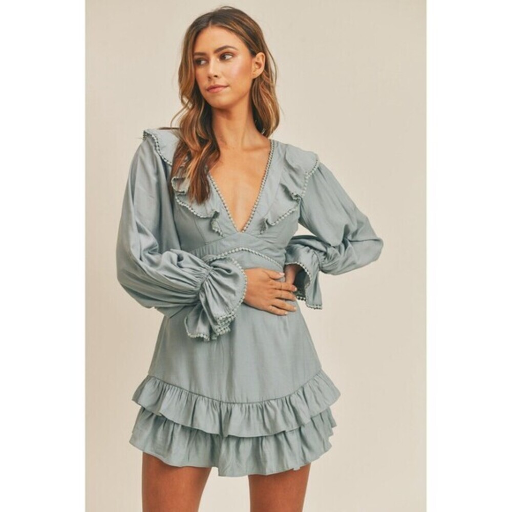Elegant Ruffled V-Neck Dress